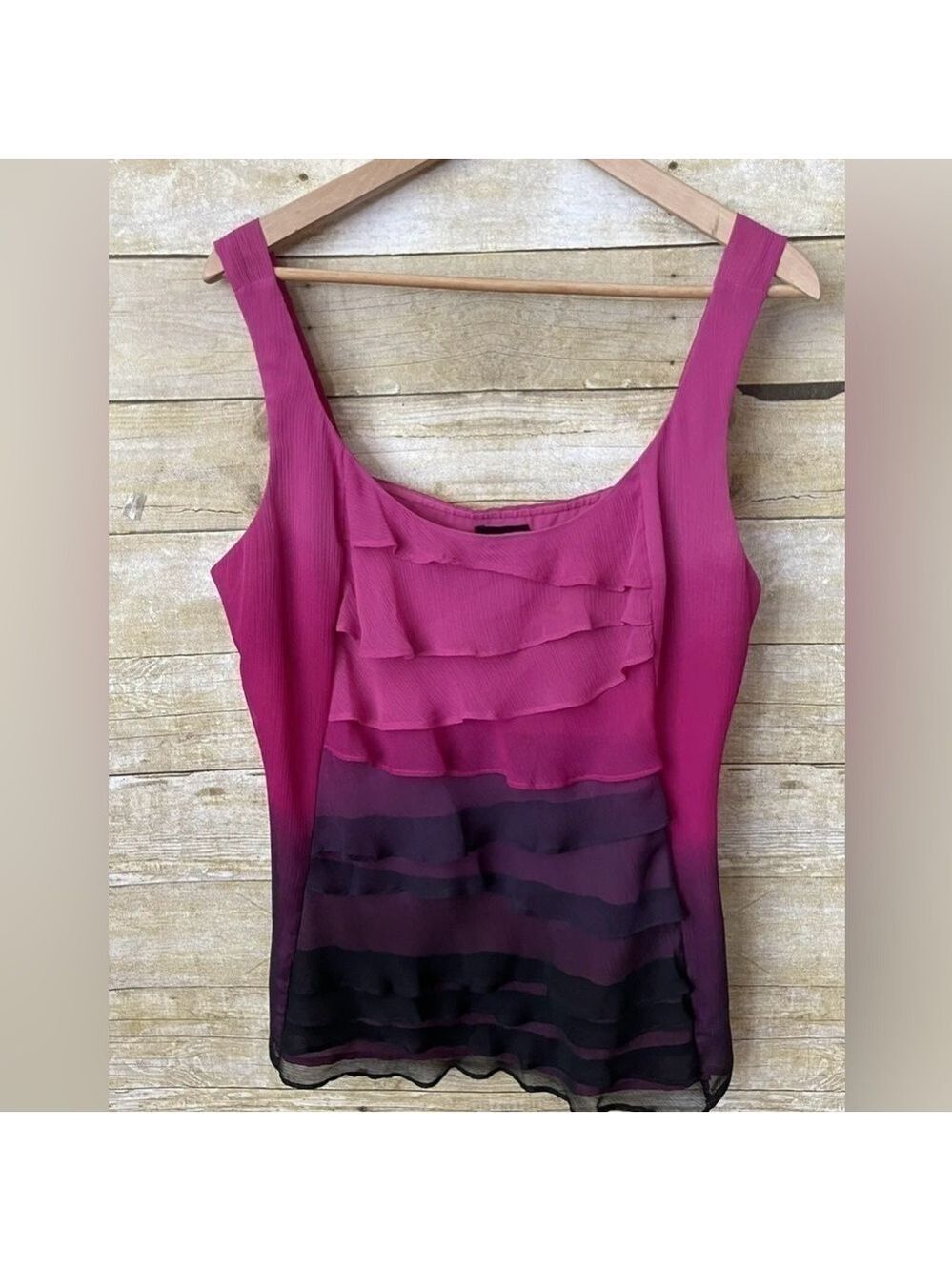 Mix It Womens Tank Top Pink Black Sheer Size: XL